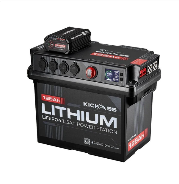 KickAss Smart 125Ah Lithium Battery Box Power Station with 25A DCDC Charger + Integrated Bluetooth